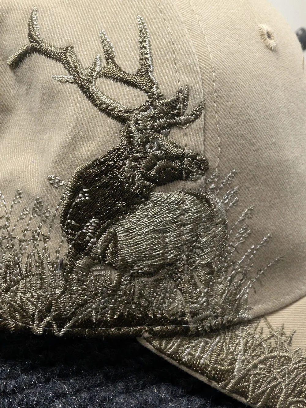 NWT John Deere Khaki Embroidered Elk Hat Camo Trim Cap